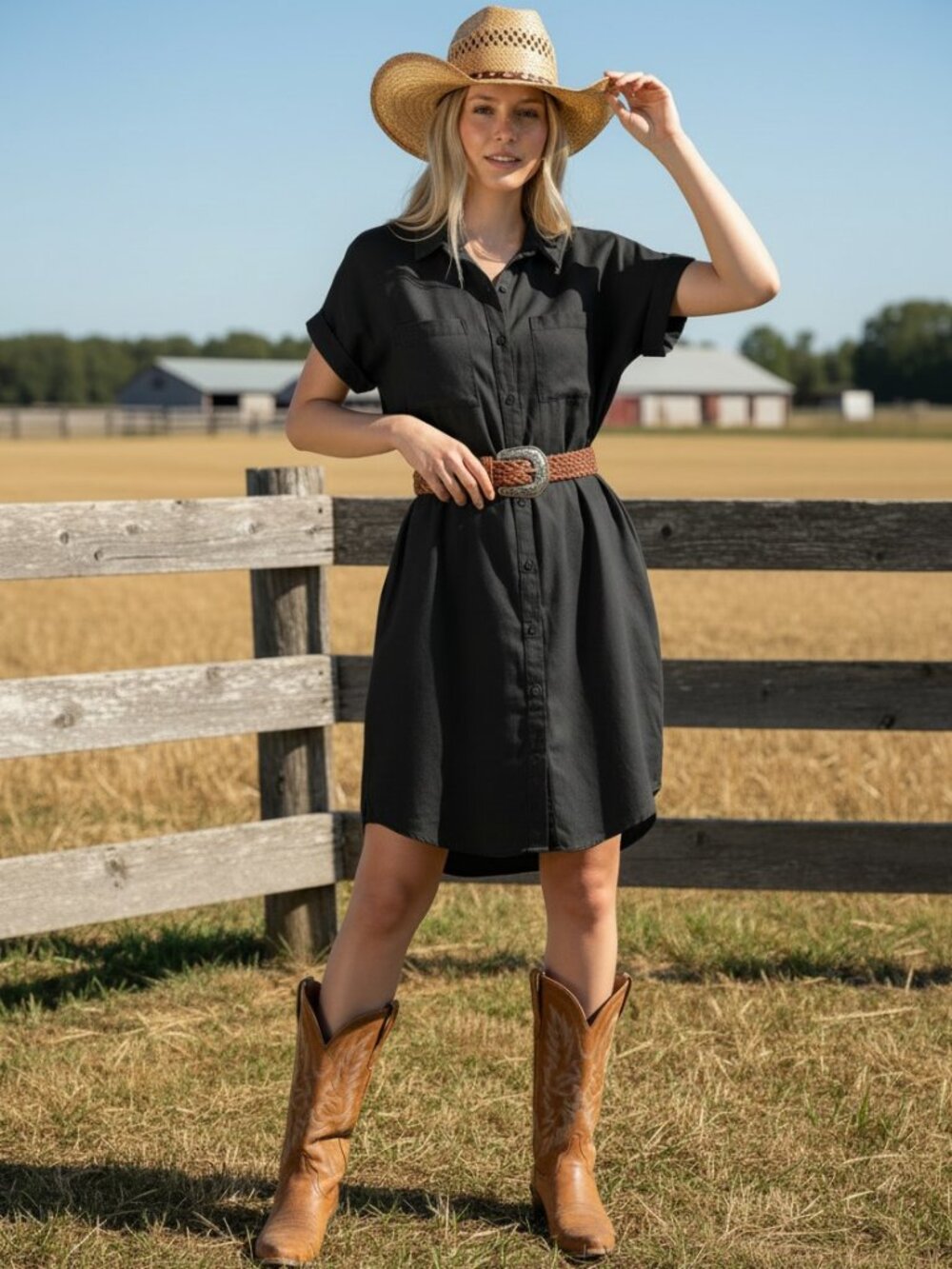 Orvis Classic Collection Black Lyocell Button-Down Shirt Dress NWT